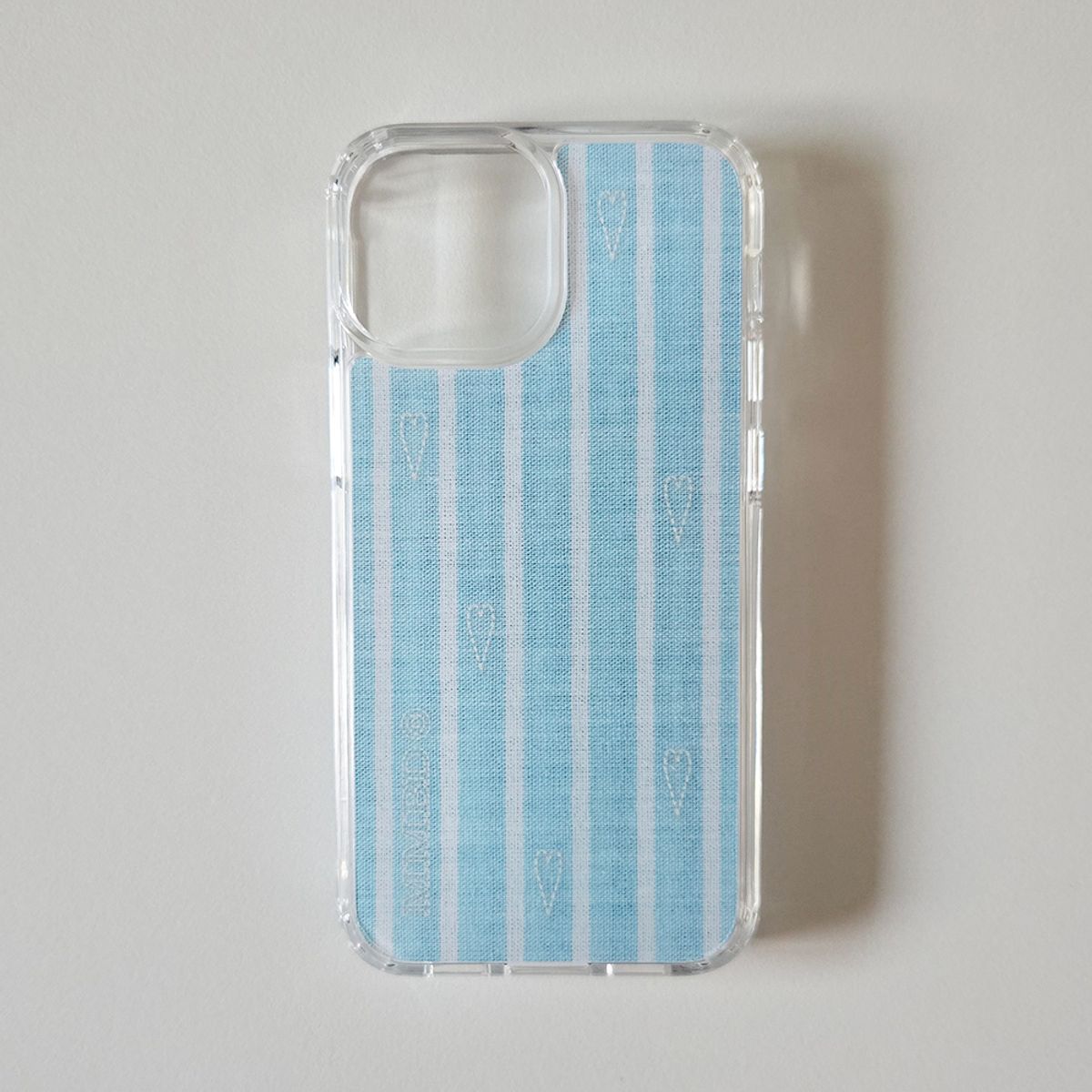메모리즈바운더리(MEMORIESBOUNDARY) Blue Stripe Heart Phone Case (Clear-GelHard / MagSafe)