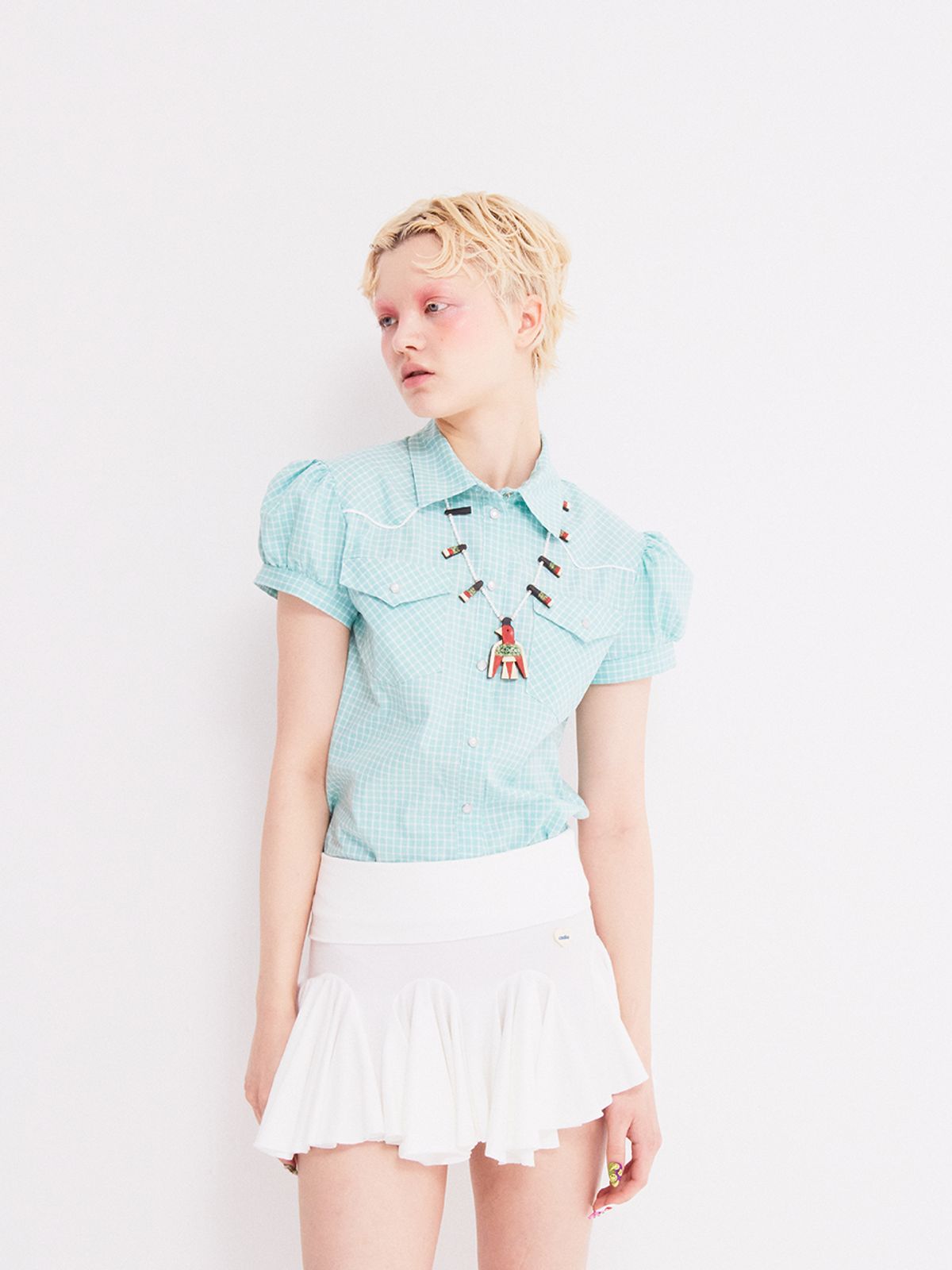에즈이프 캘리(ASIF CALIE) HEART MEDAL 2WAY HOOL SKIRT IVORY