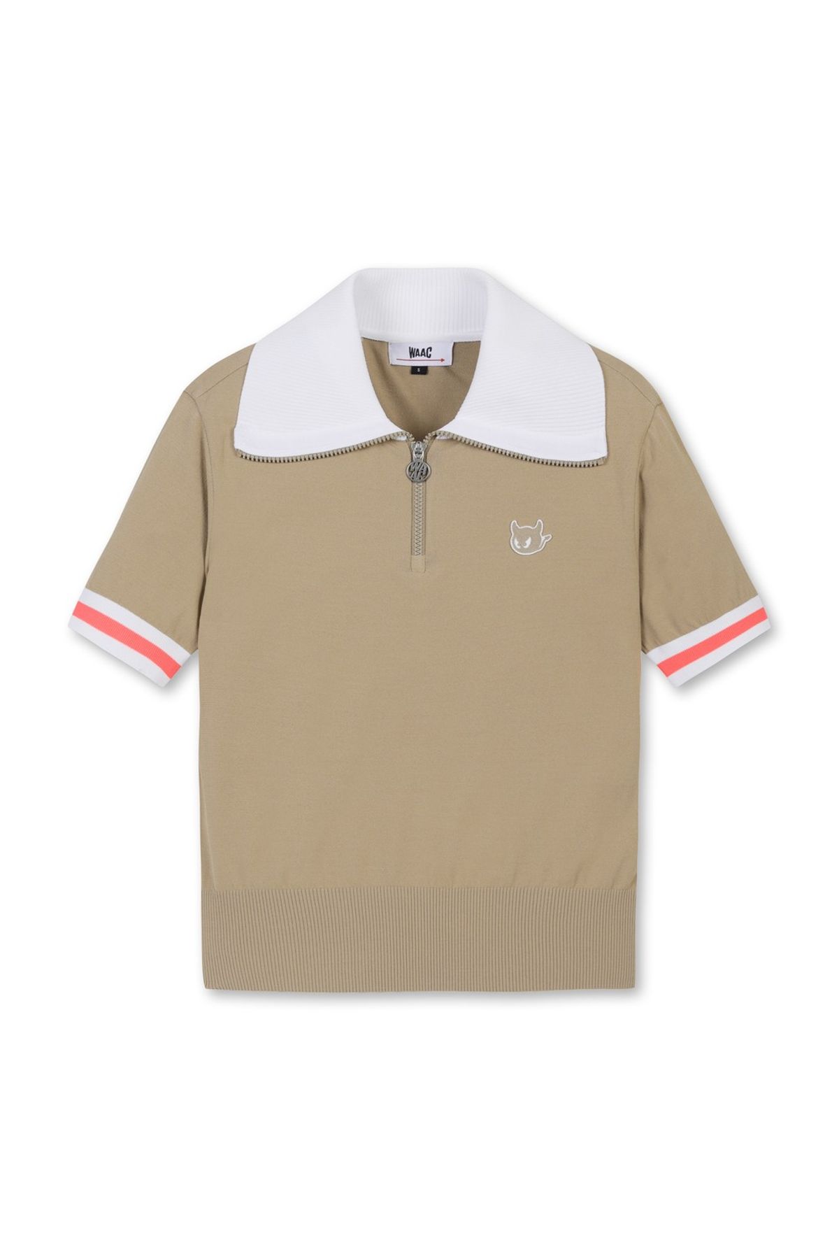 왁(WAAC) Women Big Collar SS Half Zip Sweater_WWWAM25204BEX
