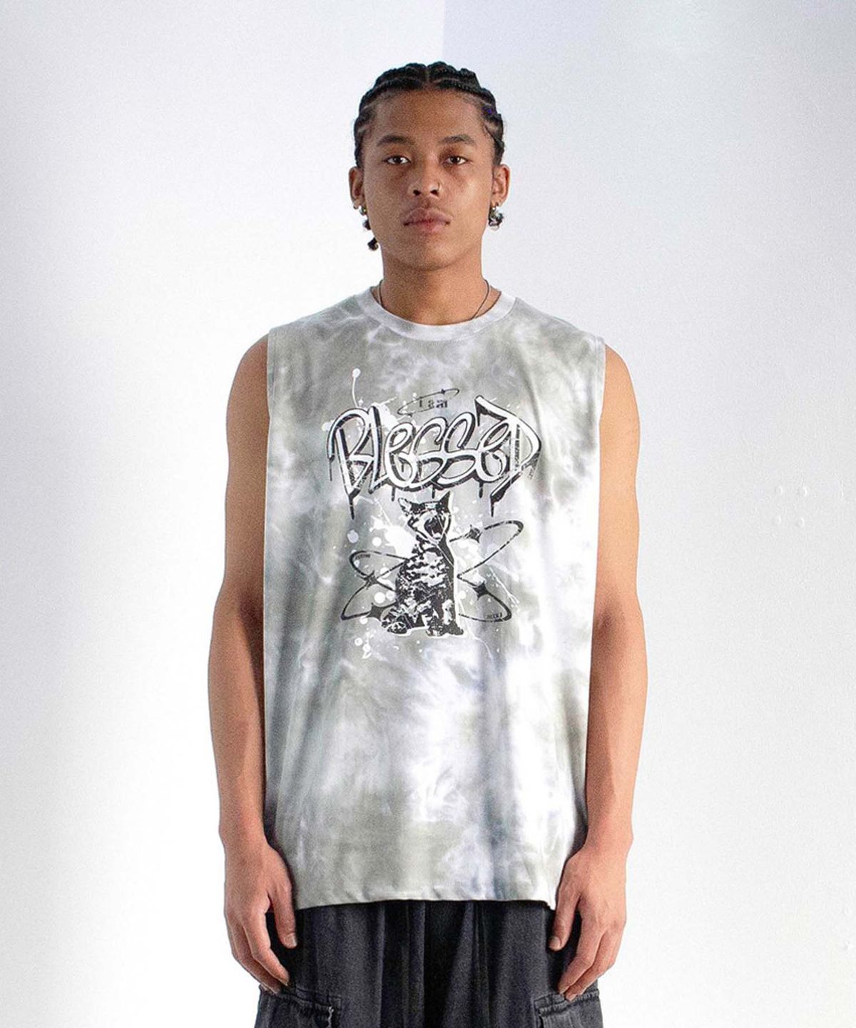 믹쓰제이(MIXXJ) TIEDYE CAT SLEEVELESS (GRAY)