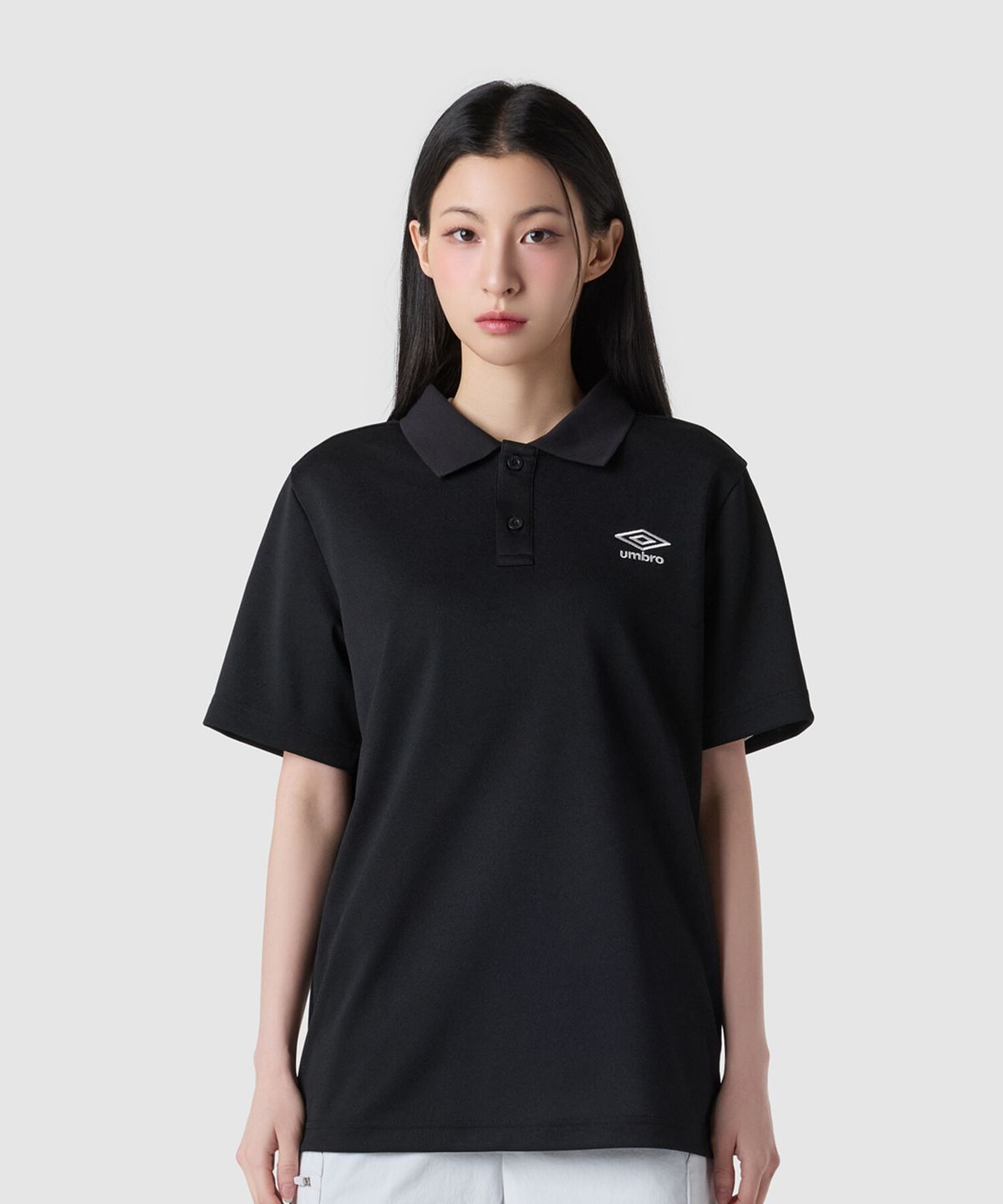 엄브로(UMBRO) 쿨피케 솔리드 카라 반팔 티셔츠 블랙(UQ321CTS71)