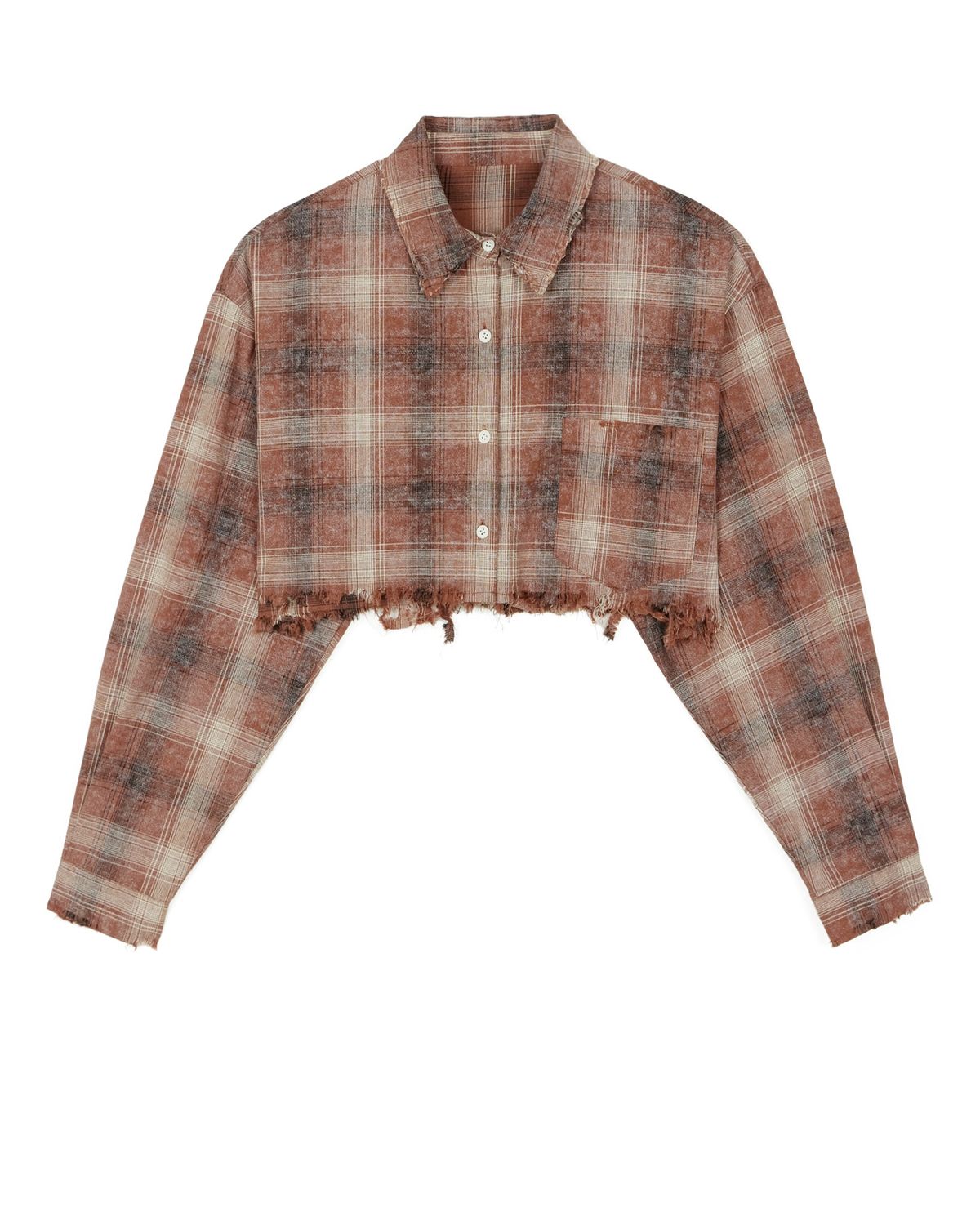 노 엑스트라 터치(NO EXTRA TOUCH) Check Crop Shirts (brown) / 25SPSH001BR