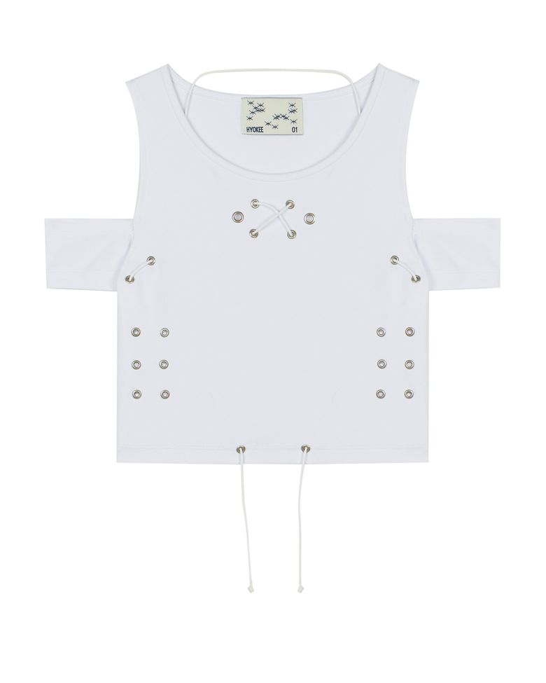 Eyelet Pop Top (white) / 25SPTS003WH