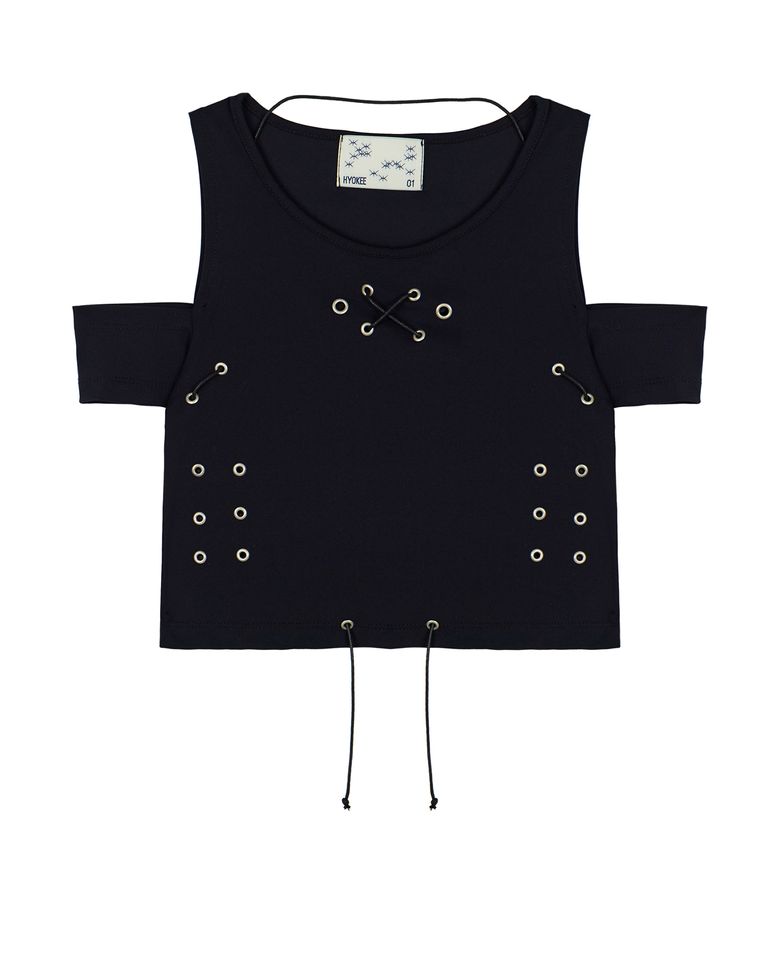Eyelet Pop Top (navy black) / 25SPTS003BK