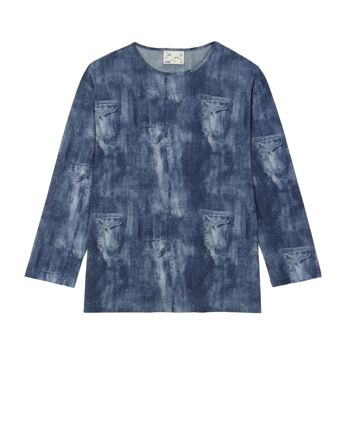 노 엑스트라 터치(NO EXTRA TOUCH) Denim Printed Mash T-shirts (blue) / 25SPTS005BL