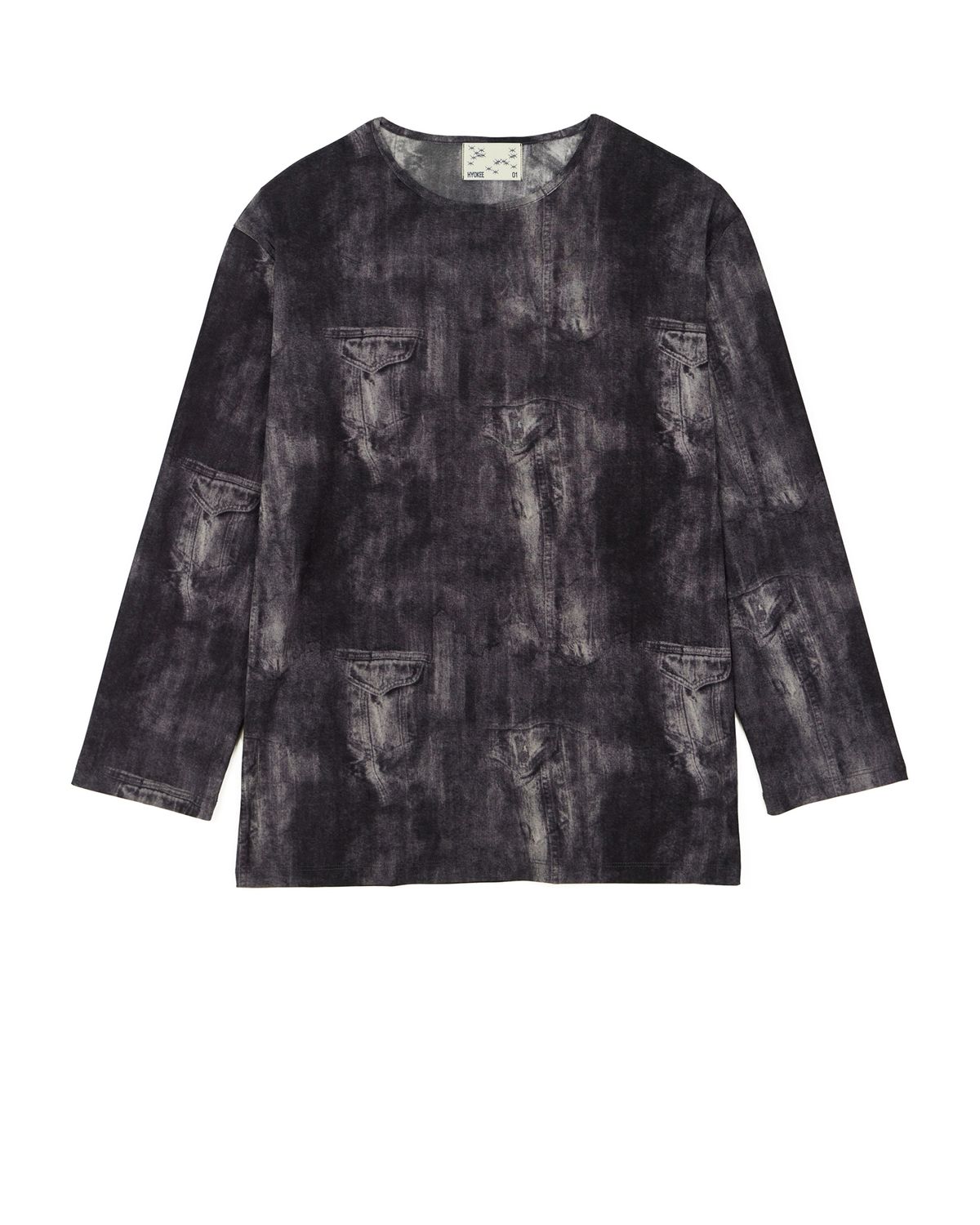 노 엑스트라 터치(NO EXTRA TOUCH) Denim Printed Mash T-shirts (black) / 25SPTS005BK