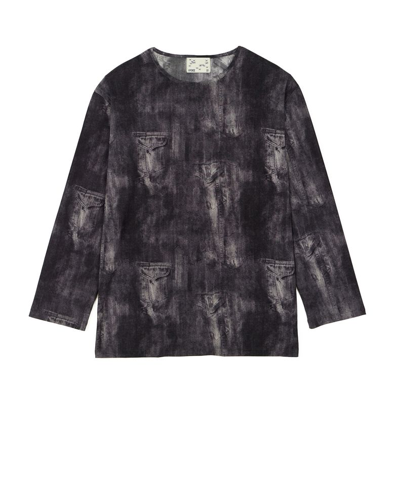 Denim Printed Mash T-shirts (black) / 25SPTS005BK