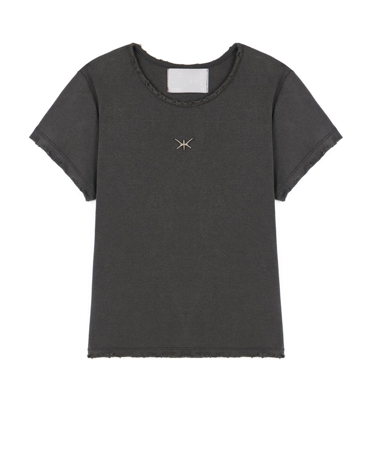 노 엑스트라 터치(NO EXTRA TOUCH) Destroyed Detail T-shirts (charcoal) / 25SPTS002CH