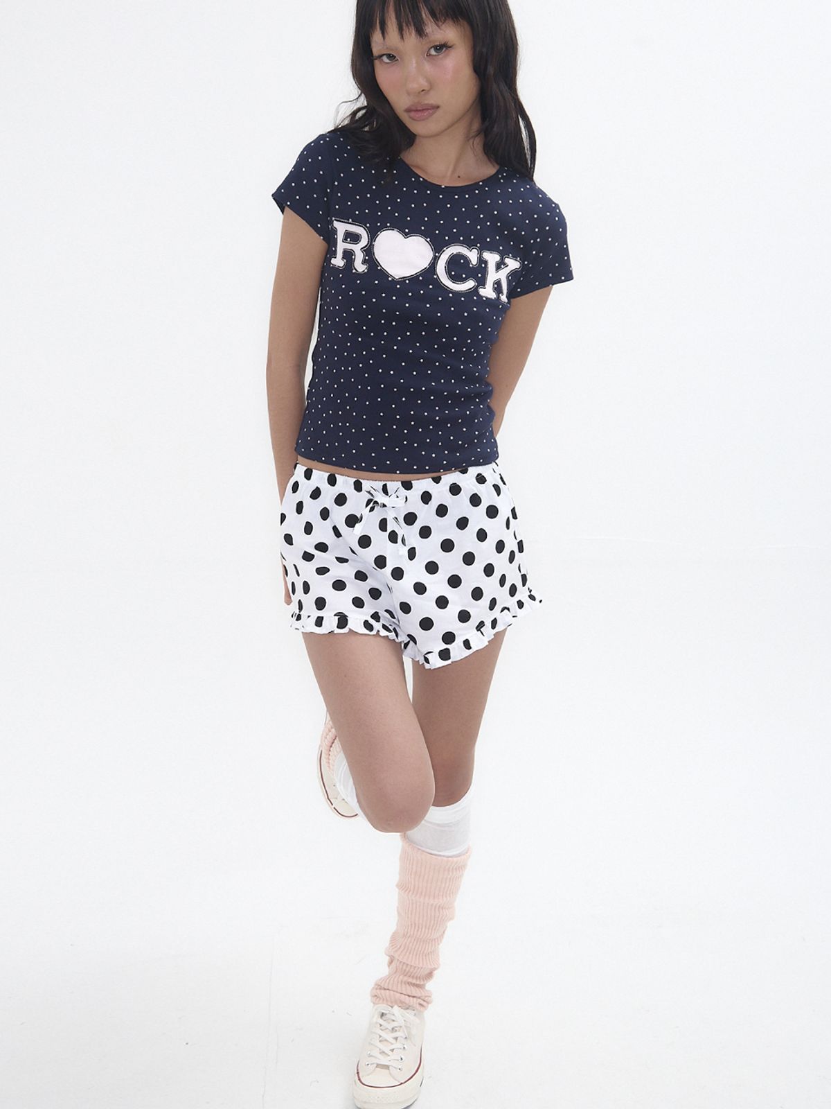 익스파이어드걸(EXPIRED GIRL) Polka Dot Frill Shorts White