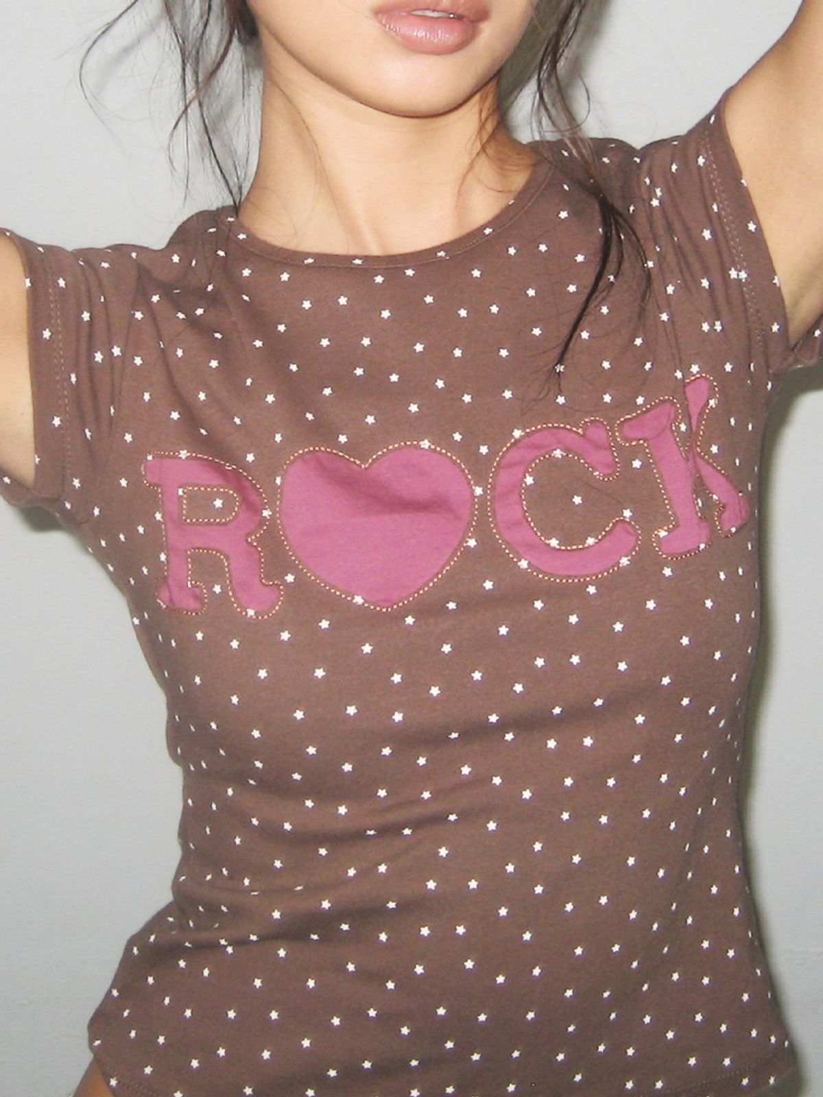 익스파이어드걸(EXPIRED GIRL) Rock Star Baby Tee Brown