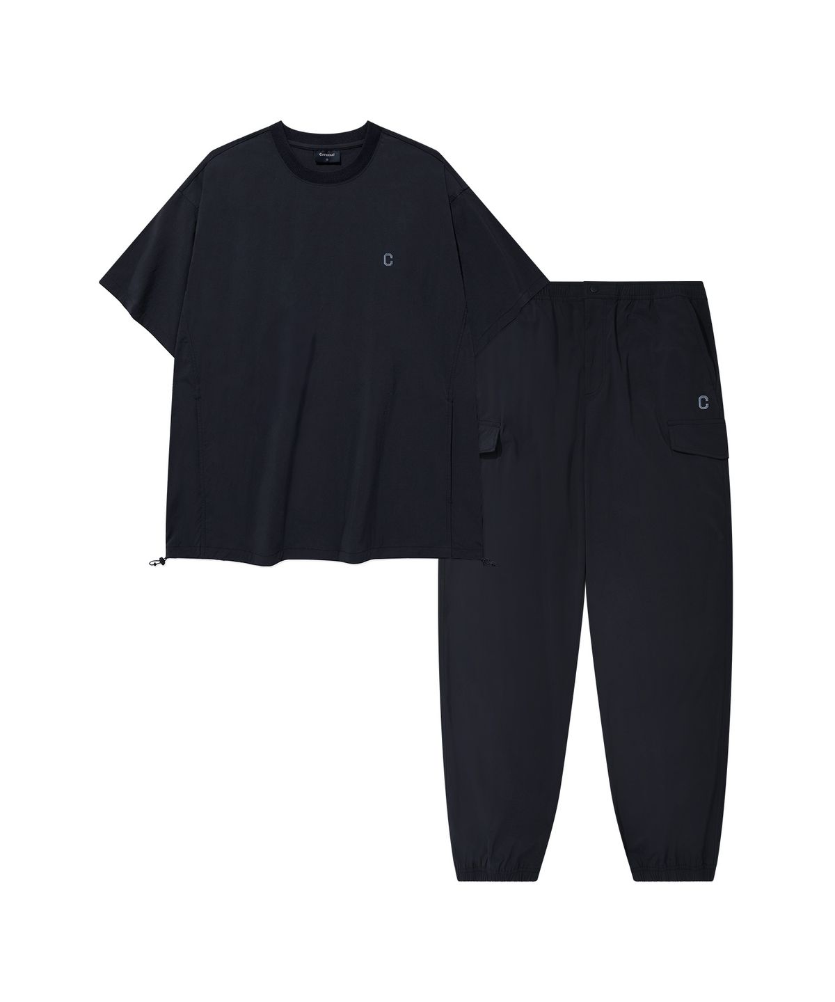 커버낫(COVERNAT) [SET] 테크 나일론 베이직 티셔츠 Dark Navy(팬츠.ver)
