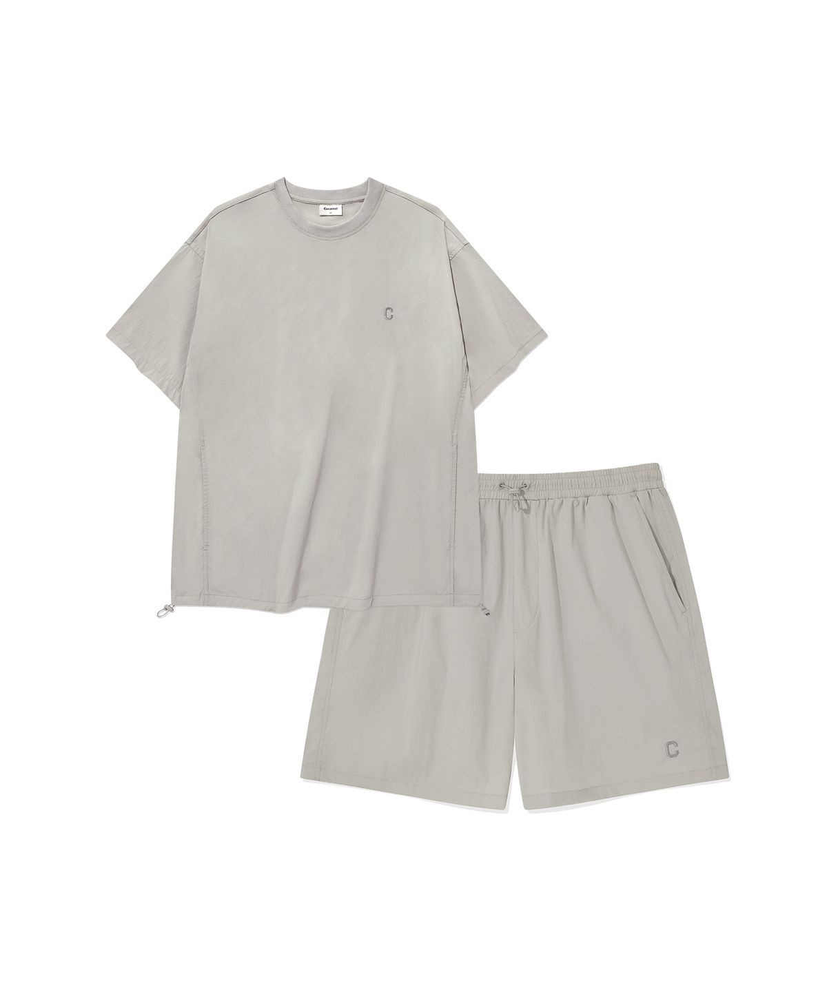 커버낫(COVERNAT) [SET] 테크 나일론 베이직 티셔츠 Light Gray(쇼츠.ver)