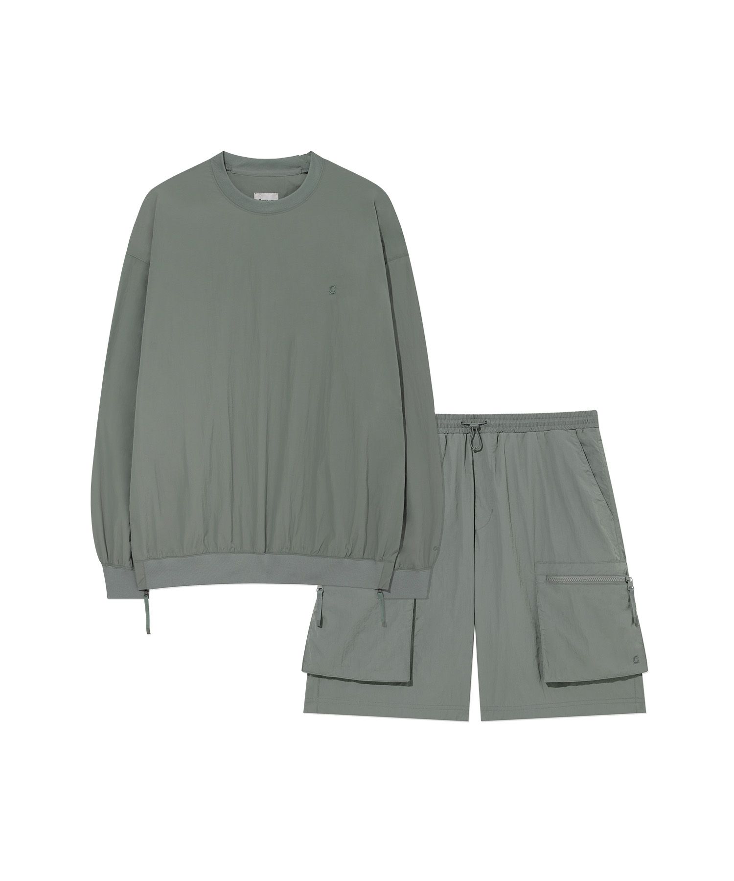 MUSINSA | COVERNAT [SET] Woven Utility Man to Man Sage Gray