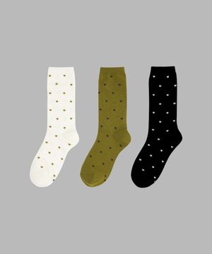 [3PACK] 1507 유니섹스 하트 도트 베이직 삭스 - 컬러팩