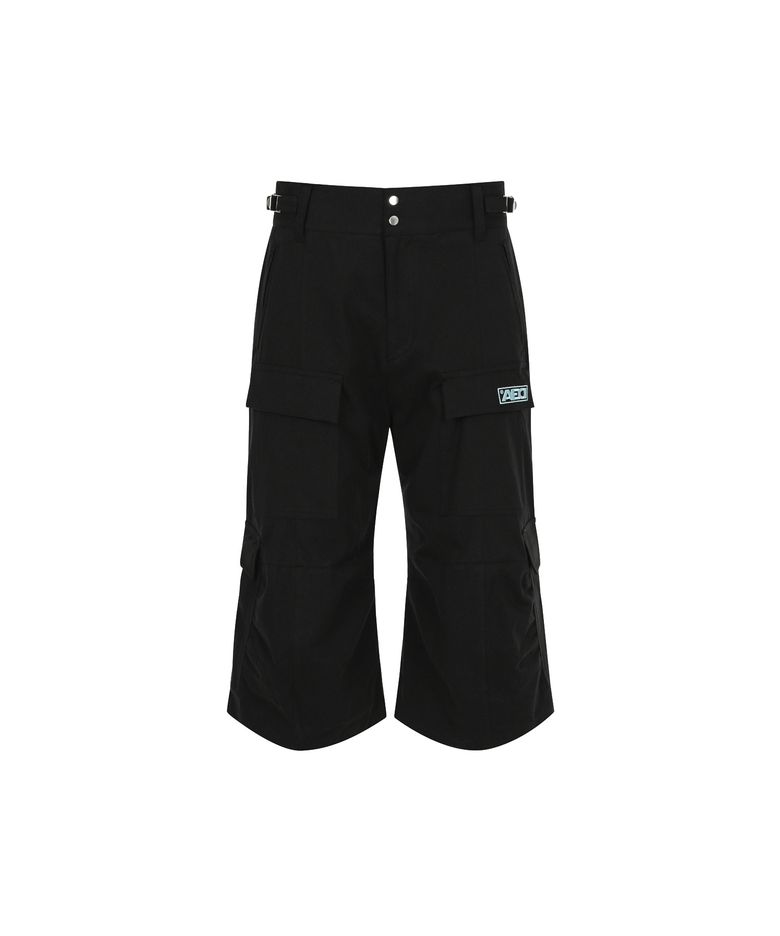 FLARE CARGO BERMUDA PANTS (BLACK)