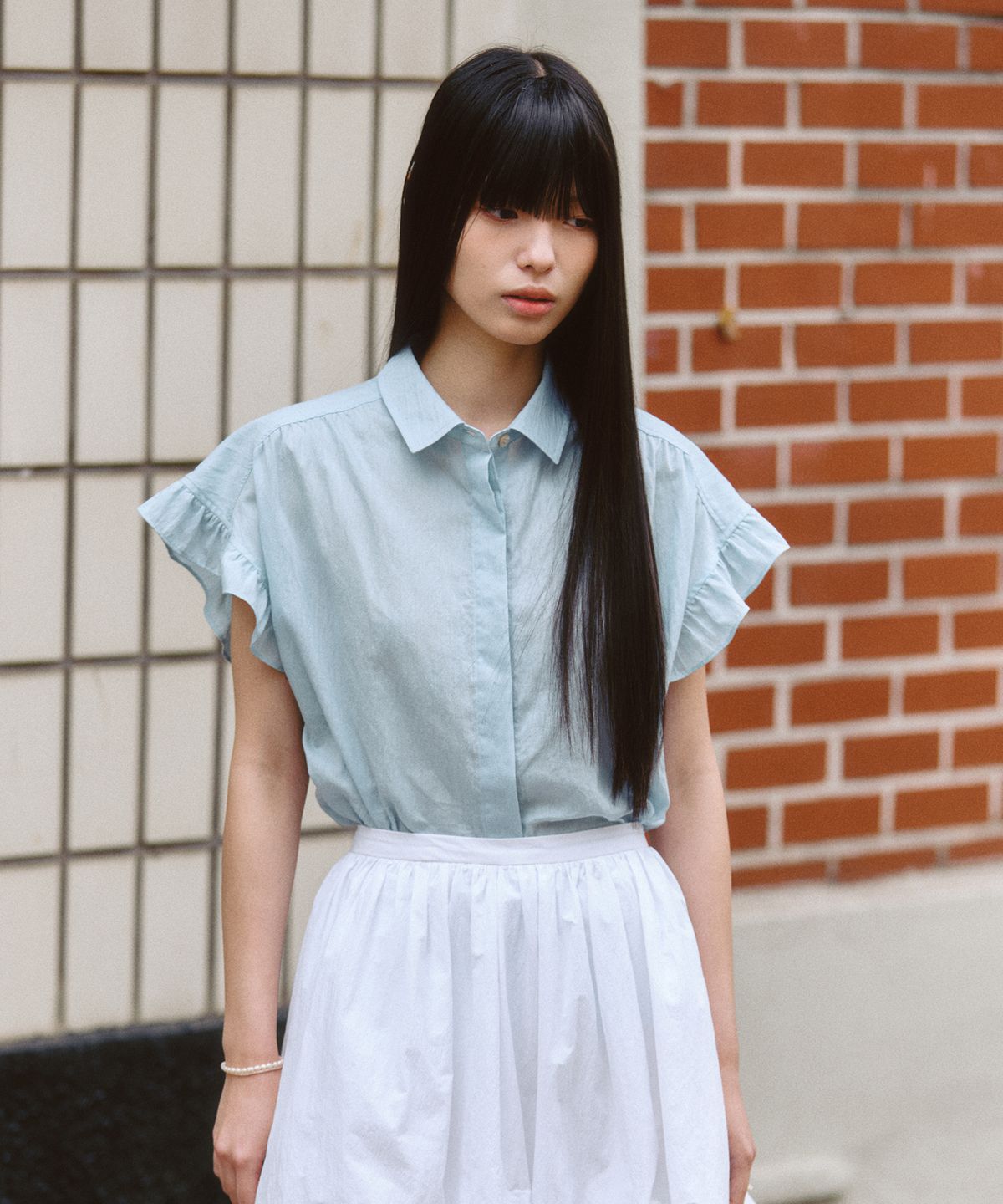 쎄미(SSEMI) FRILL POINT BLOUSE(BL)