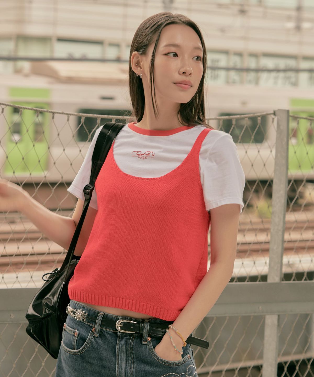 메이븐뮤즈(MAVENMUSE) 뮤즈 링거 티셔츠 RD (MWYSWF911RD)