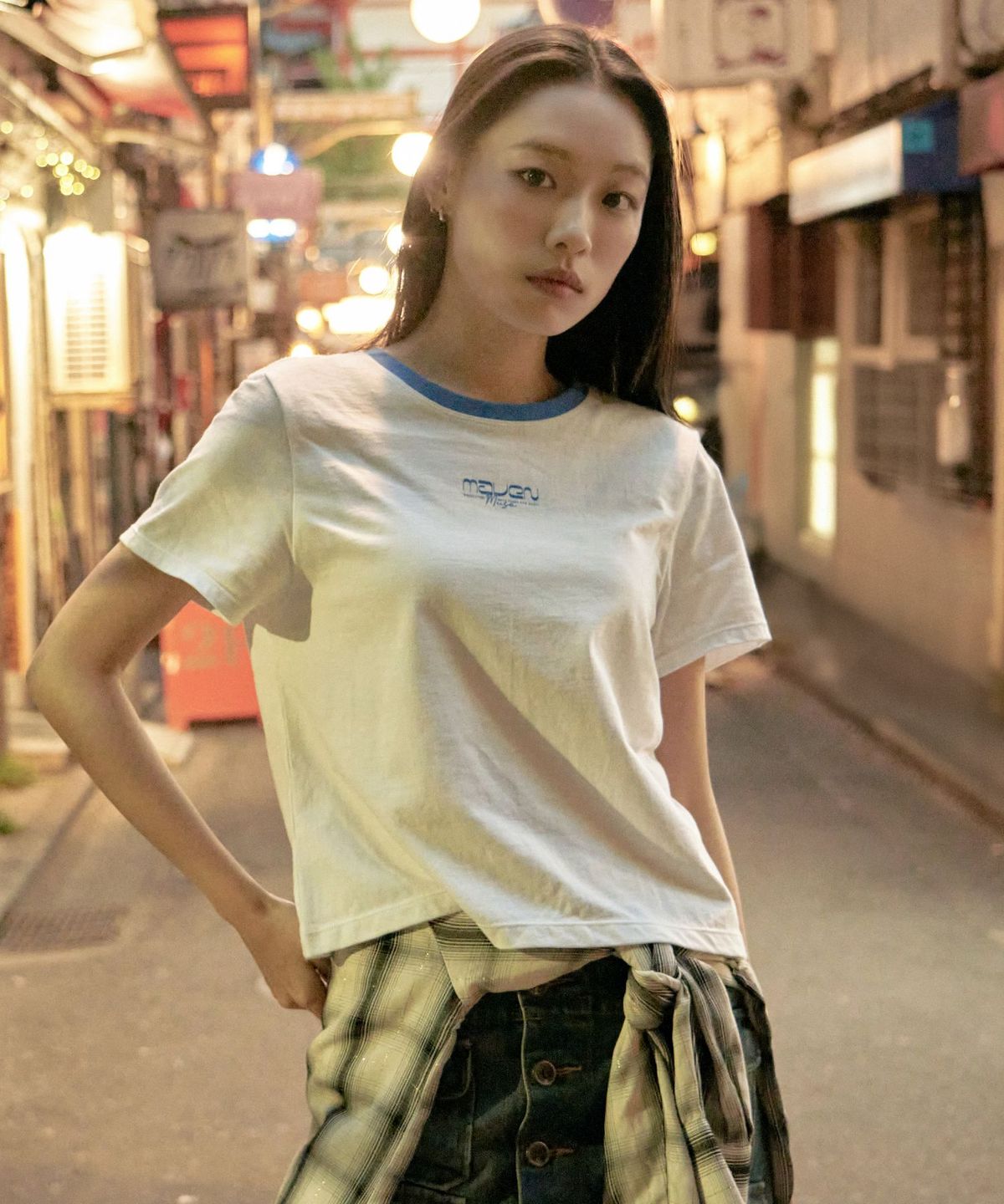 메이븐뮤즈(MAVENMUSE) 뮤즈 링거 티셔츠 BL (MWYSWF911BL)