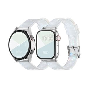 타임플릭 글래스 자개 애플워치 스트랩 3 울트라 3 SE2 갤럭시워치 6 호환 밴드 - 쉬머 화이트