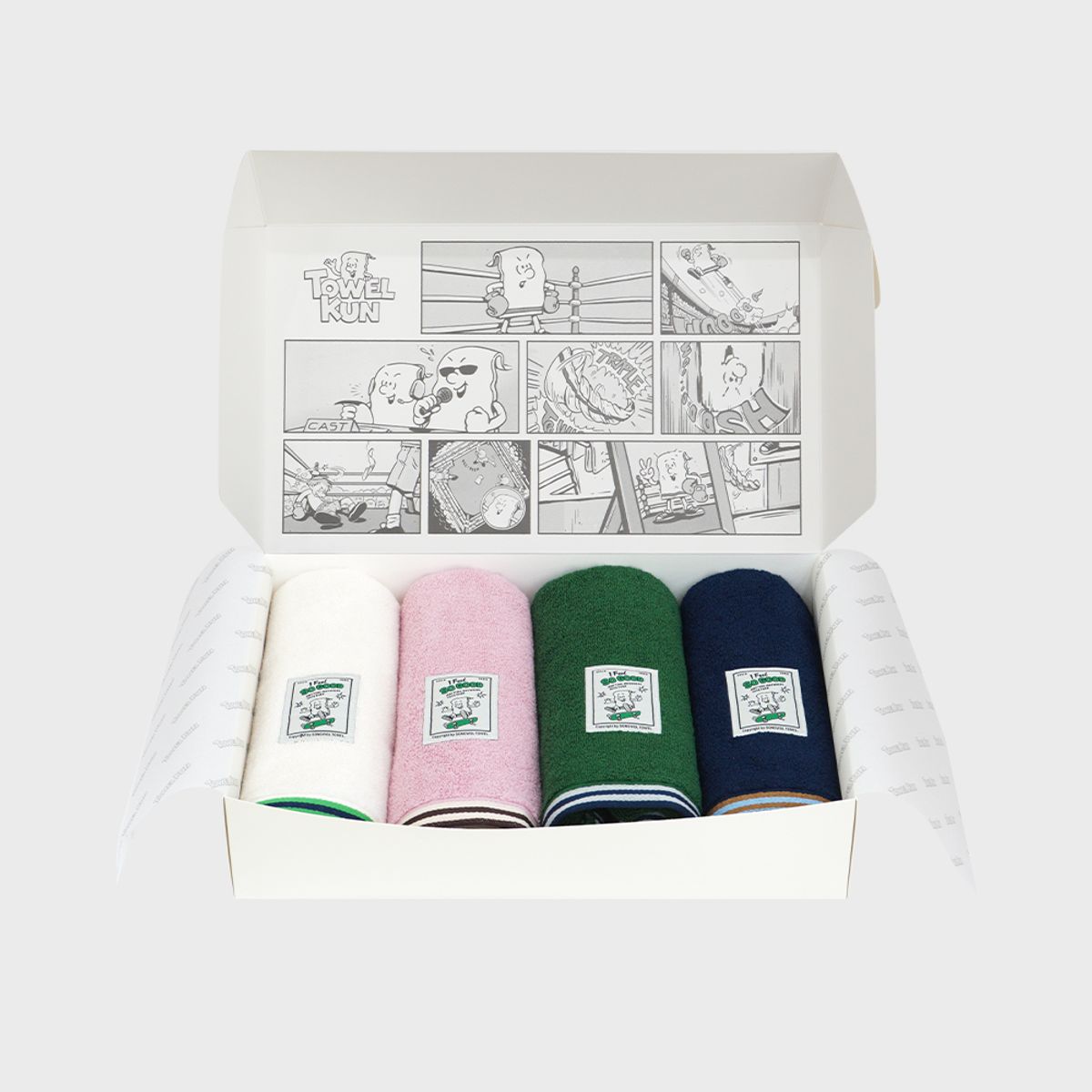 타올쿤(TOWELKUN) [선물포장] 페이스타월 라인보더 - 4P
