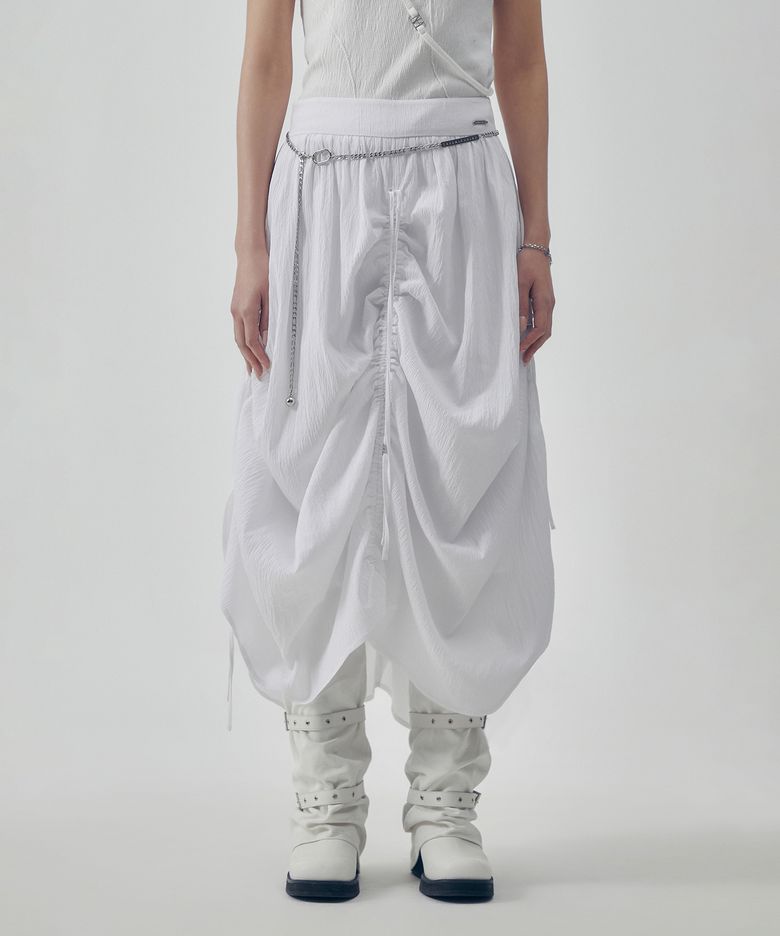 Soft Shirring Skirt [ White ]