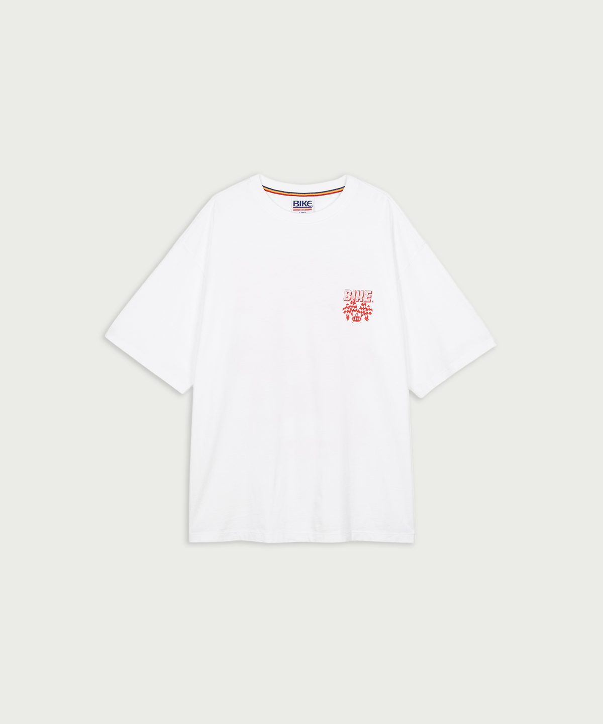 바이크(BIKE) 체커 플래그 티셔츠 화이트
