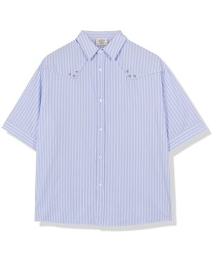[SEASON OFF] 스트라이프 스터드 반팔 셔츠