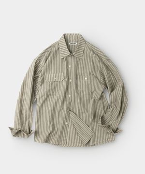 디벨롭 스트라이프 투포켓 셔츠_카키