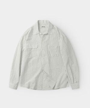디벨롭 스트라이프 투포켓 셔츠_화이트