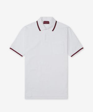 자수 코튼 반소매 폴로 셔츠 - 오프화이트 / 795174XJG5C9733