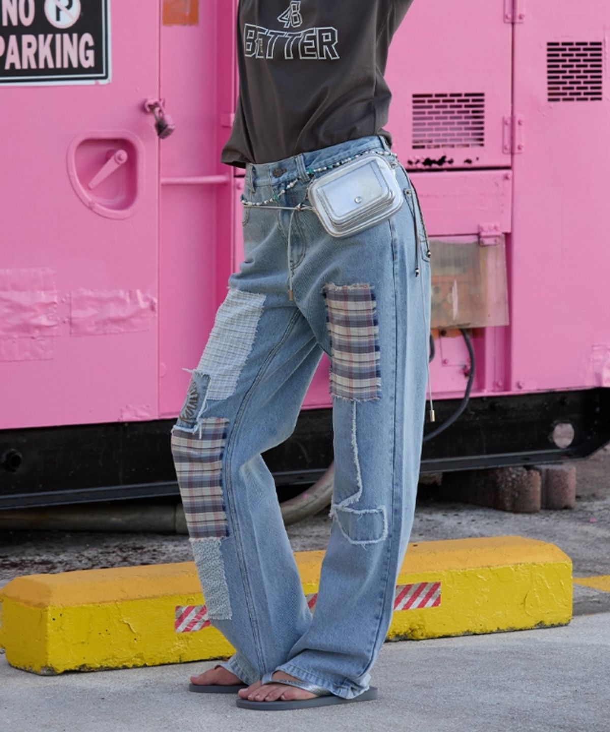 무드베러(MOODBETTER) PATCHWORK DENIM PANTS BLUE