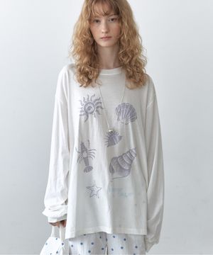Summer vacation long sleeve tee_ivory