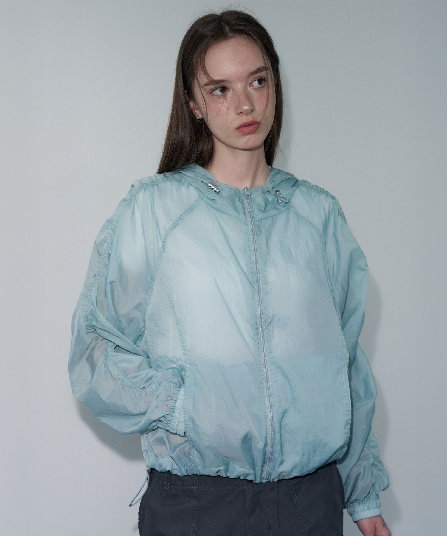 MUSINSA | LEATHERY [Summer Ver] Puckering Sheer Wind Jacket [MINT]
