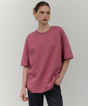 씨타시그니처로고스티치오버핏티셔츠_CTT357(핑크)