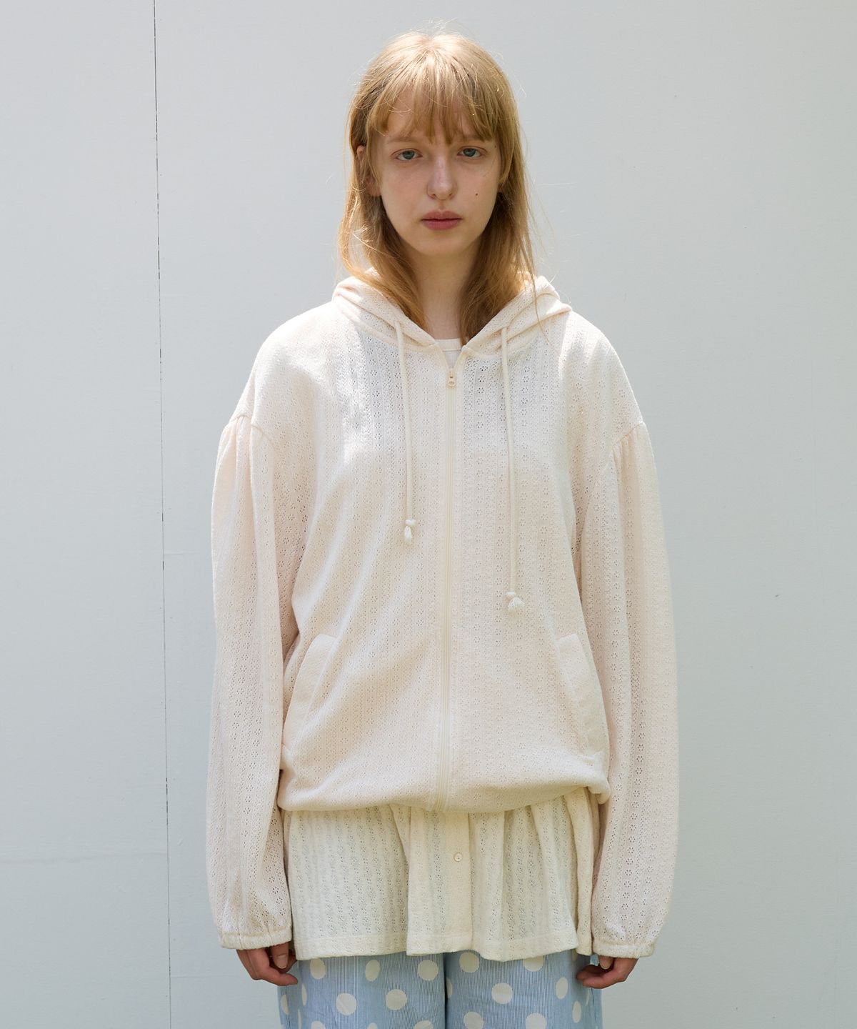 펀프롬펀(FUNFROMFUN) Mellow Lace Hoodie, Cream