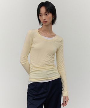 울블렌드텐셀유넥롱슬리브티_CTT356(옐로우)