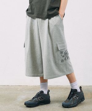 원턱 8부 썬스턴 버뮤다 카고팬츠 그레이