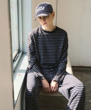 S/S 소프트 코튼 스트라이프 티셔츠_CTT348(차콜)