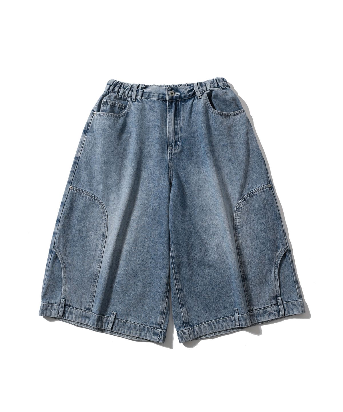 앵글런(ANGLAN) Upside Down Denim Half Pants - Washed Blue
