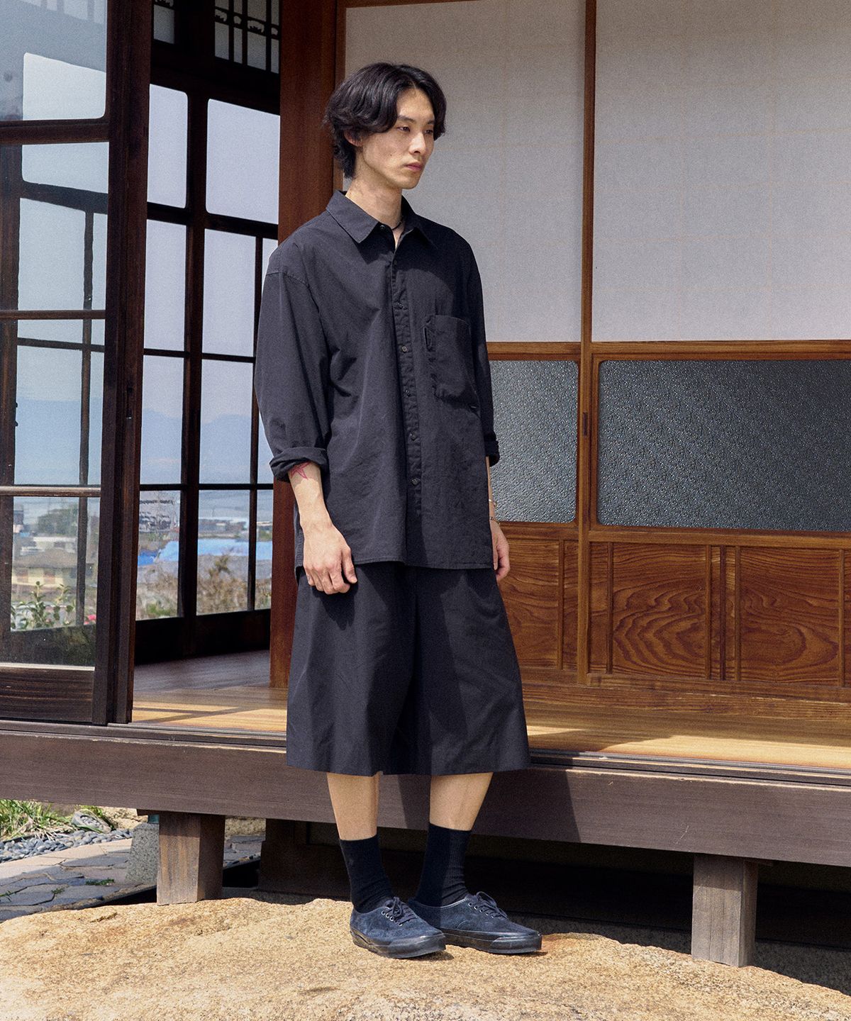 유스(YOUTH) Wide String Half Pants - Black