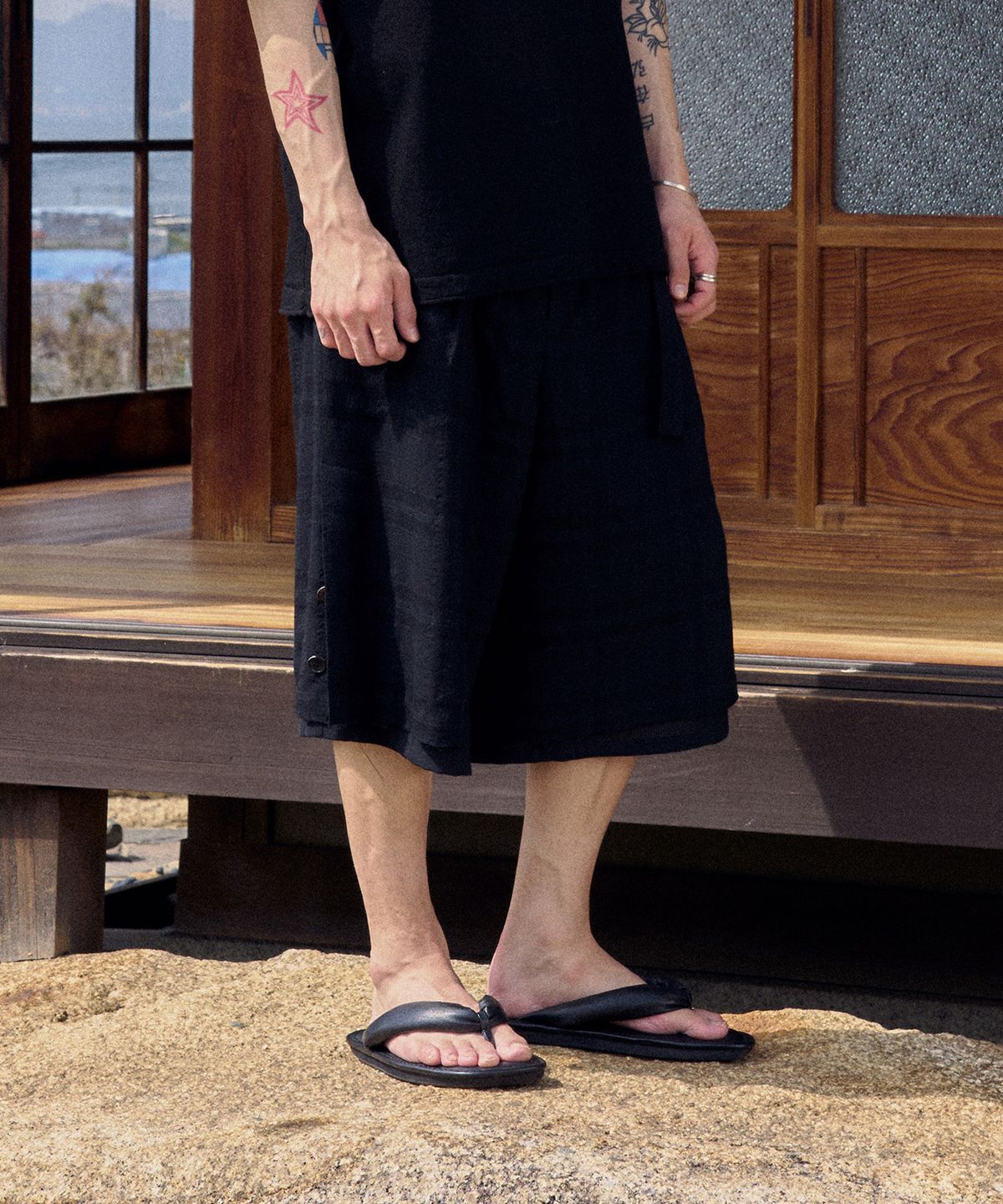 유스(YOUTH) Layered Bermuda Pants - Black Check