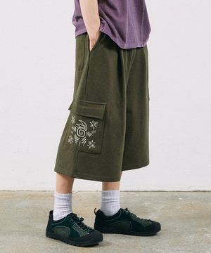 원턱 8부 썬스턴 버뮤다 카고팬츠 카키