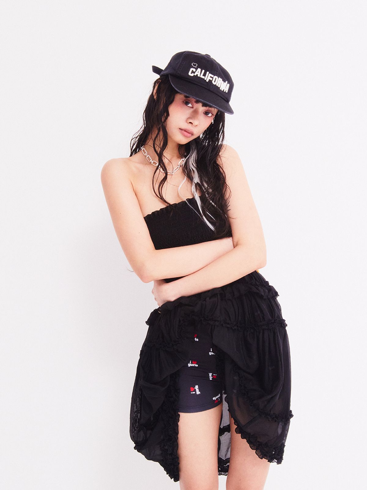 에즈이프 캘리(ASIF CALIE) SMOKE LONG 2WAY SKIRT BLACK