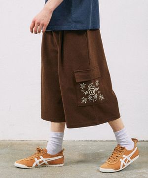 원턱 8부 썬스턴 버뮤다 카고팬츠 브라운