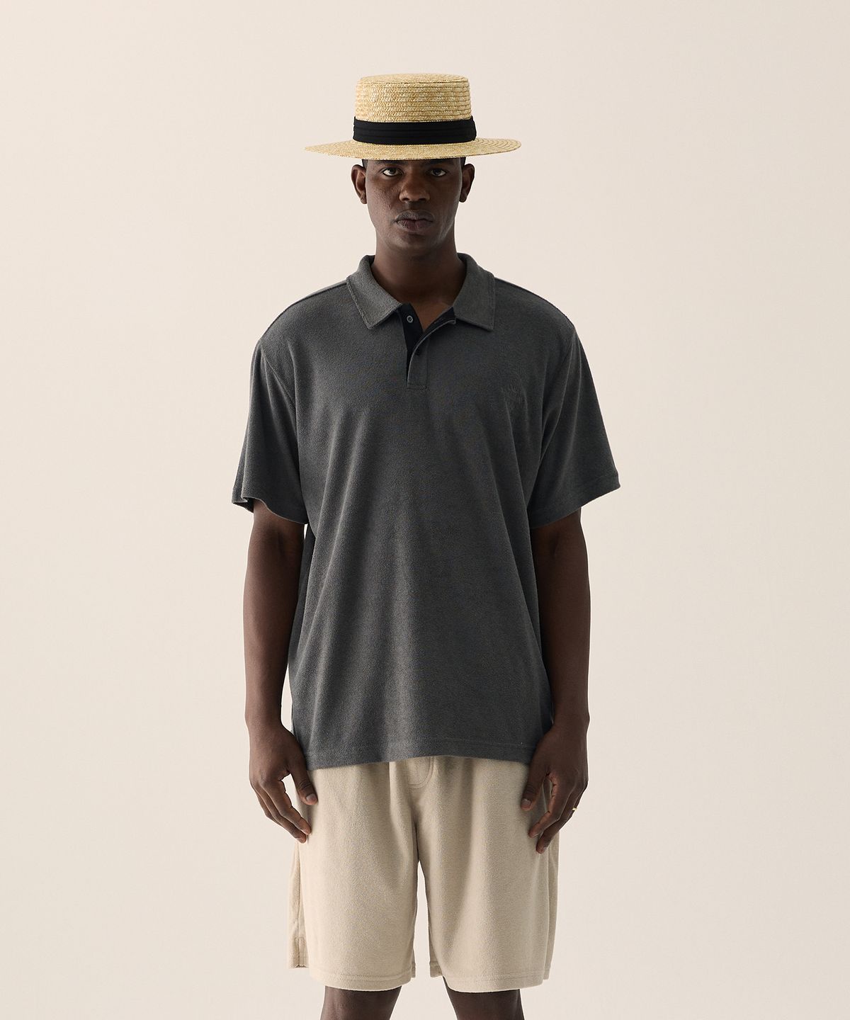 크루멤버스온리(CREW MEMBERS ONLY) CMO TERRY POLO CHARCOAL