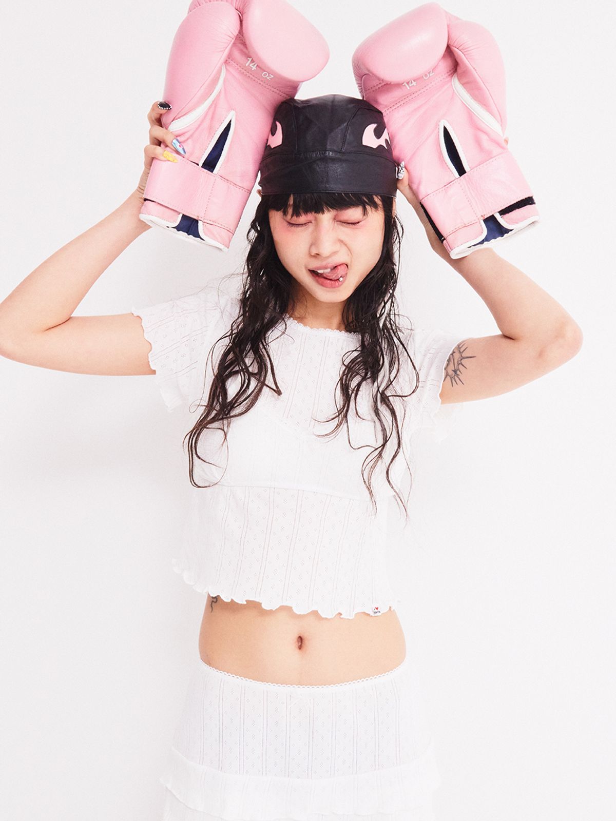 에즈이프 캘리(ASIF CALIE) LOVELY EYELET BRA T-SHIRT SET IVORY