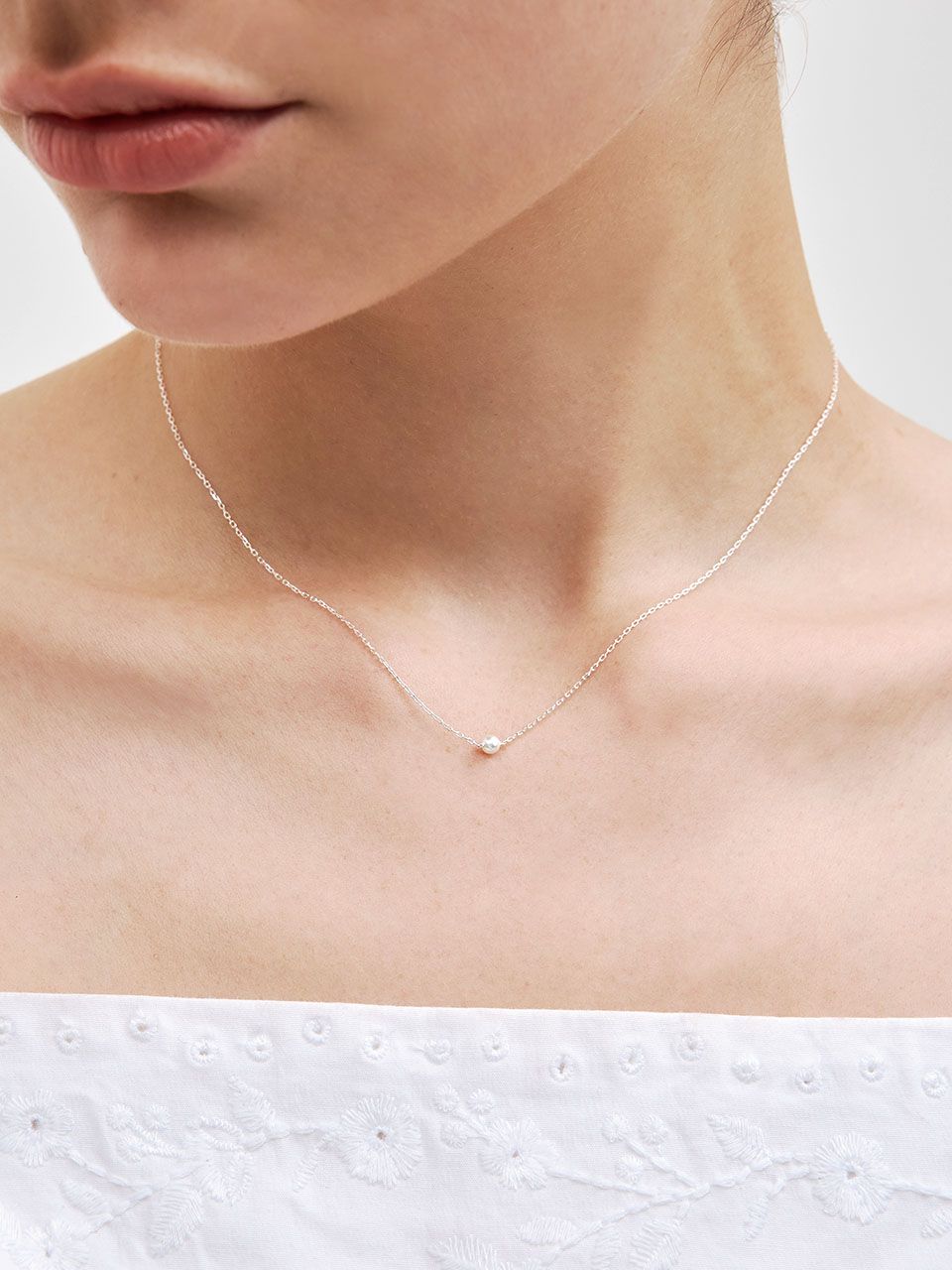 ★Hei★ sv925 ribbon string pearl necklace ★韓国人気★ Hei][하이키 서이 착용][sv925] ribbon string pearl necklace