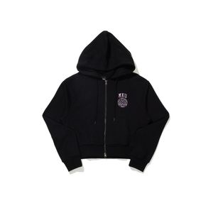 여성 크롭 래글런 후드 집업 블랙 (MHIBH8653)