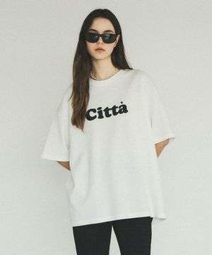 시그니처 로고 오버핏 루즈 티셔츠_CTT312(화이트)