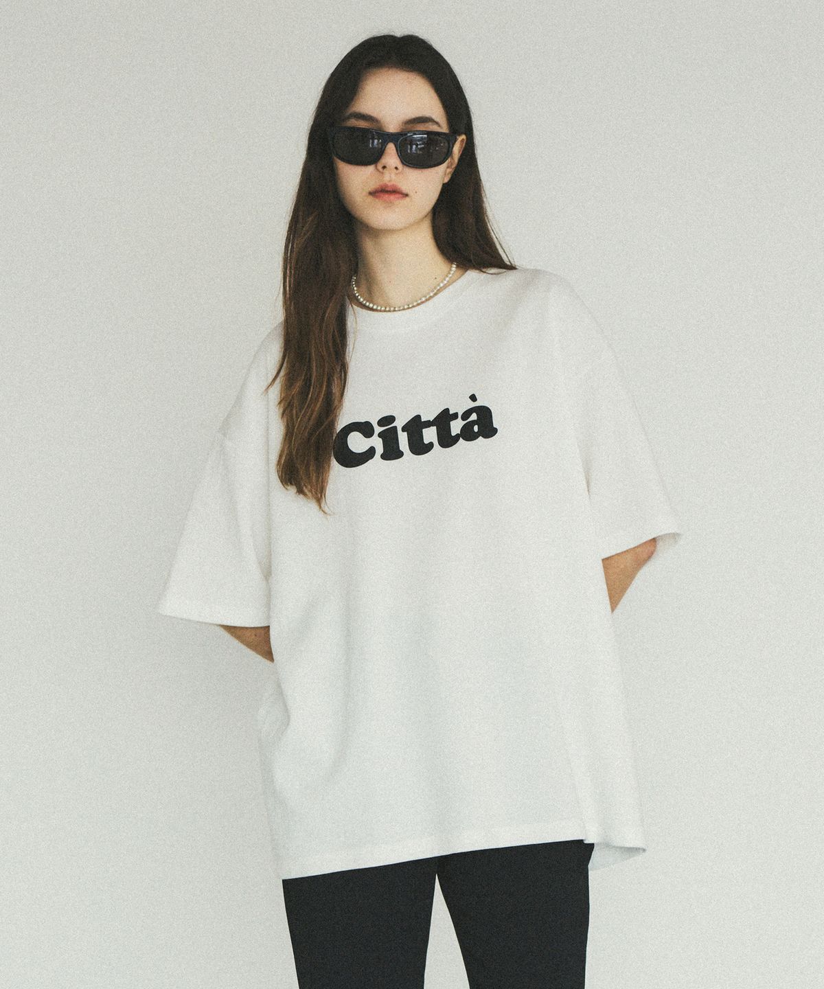 씨타(CITTA) 시그니처 로고 오버핏 루즈 티셔츠_CTT312(화이트)